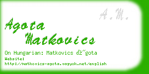 agota matkovics business card